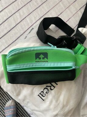 Natan Lime Green & Black Waist Pack with Mint Zippers